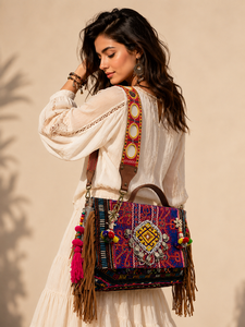 Banjara กระเป๋าถืองานแฮนด์เมดแบบปักลายสไตล์โบฮีเมียนสำหรับผู้หญิงใช้ได้หลากหลาย - Product Image 2