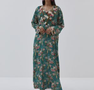 Caftán Abaya Turco Hecho a Mano, Largo hasta el Suelo, Manga Larga, Cuello en V, Poliéster, Corte Regular, Casual, para Fiesta de Noche, Estilo Flare, Superventas - Product Image 2