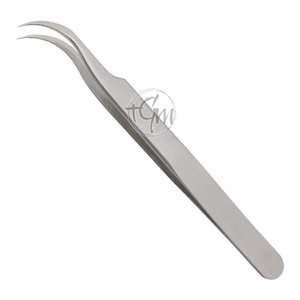 Pince à cils en acier inoxydable, outil de précision pour extensions de cils, applicateur à pointe incurvée pour utilisation en salon de beauté - Product Image 3