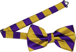 Noeud papillon formel pour homme en polyester, couleur unie violet et or, pré-noué et réglable, pour mariages, événements, cadeaux, décoration - Product Image 3