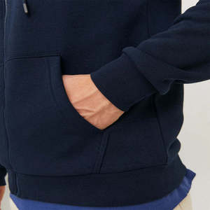 wholesale custom zip up hoodie heavyweight <b>fleece</b> <b>jacket</b> men full zip sweatshirt blank <b>navy</b> <b>blue</b> hoodie manufacturer custom - Product Image 5