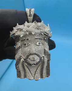 จี้พระเยซูฮิปฮอปเงินแท้ 925 ประดับเพชรโมอิสซาไนต์ VVS งานสั่งทำพิเศษ เครื่องประดับคริสเตียน ผ่านการทดสอบเพชร - Product Image 2