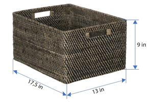 Artex HaiNam <b>Rectangular</b> Natural Rattan Storage <b>Basket</b> With Handles Rustic Multi-Purpose Organizer - Product Image 6