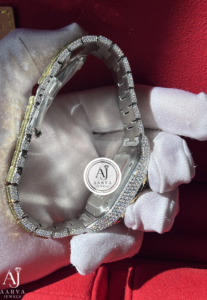 Montre mécanique MIYOTA carrée en acier inoxydable avec bracelet de 20 mm, analogique, sertie de strass, style bijoux de luxe - Product Image 3