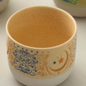 Tasse à espresso et latte à large ouverture en céramique avec motif arabe, pour restaurants, cafés, décoration intérieure, par UO INDIA - Product Image 3