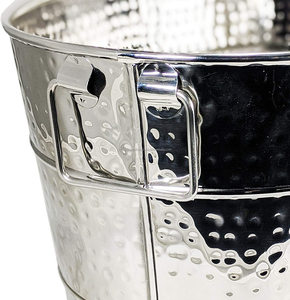 Seau à glace et à boissons en acier inoxydable entièrement martelé, bac ovale pour boissons pour les fêtes, utilisation polyvalente comme support à boissons et support de plante - Product Image 2