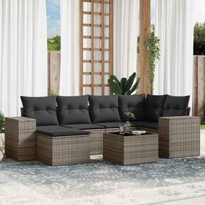 Conjunto de Sofás Modulares Grandes de Ratán PE Gris para Jardín, Muebles Modulares de Exterior de Primera Calidad - Product Image 1