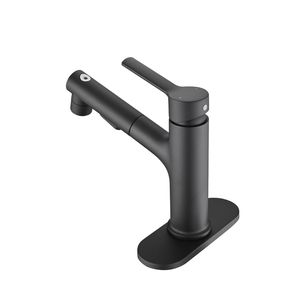 Rubinetto Moderno Monocomando per Lavabo Bagno con Doccetta Estraibile e Tappo Scarico a Scomparsa, Rubinetto Monocomando Moderno per Lavabo da Appoggio - Product Image 4
