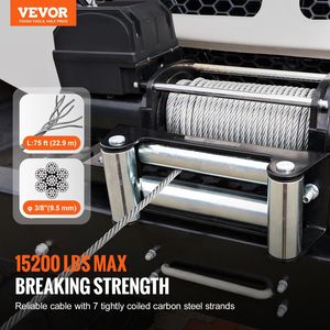 Cavo in Acciaio per Verricello da 3/8 Pollici x 75 Piedi, Resistenza alla Rottura 15.200 Libbre, con Gancio Girevole e Cavo di Traino - Product Image 2
