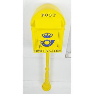 Blue Coated Gold Crown Emblem Hand Casted Technique Metal <b>Post</b> <b>Box</b> With Pillar Stand For Outdoor Home Decoration Garden Display - Product Image 5