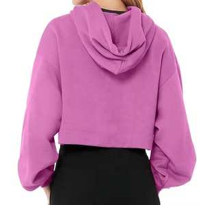 Sudadera Corta de Forro Polar con Estampado Elegante para Invierno, con Cuello Alto y Logotipo Frontal, Estilo Moderno para Mujer, Marca Privada - Product Image 3