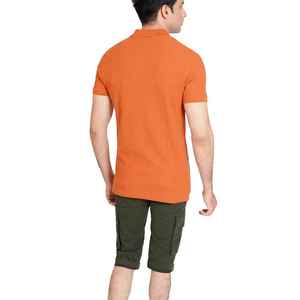 High Quality Custom Orange Colour <b>Waffle</b> Knitted Polo T <b>Shirts</b> For Men Custom Logo & All Colours Sizes - Product Image 3