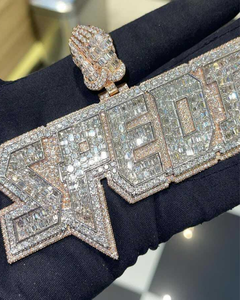 Colgante de Lujo de Plata Sólida 925 con Incrustaciones de Moissanita, Pasa Prueba de Diamante, Colgante Personalizado, Engaste Personalizado, Colgante Bicolor - Product Image 4