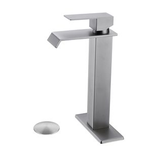 Rubinetto Monocomando per Lavabo con Cascata e Scarico a Scomparsa, Senza Troppopieno - Product Image 1