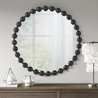 2023 nouveau miroir mural rond perlé de fer de vanité décorative avec boule en métal idée cadeau du nouvel an