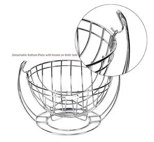 Iron Fruit <b>Basket</b> with Drain Design Stylish Steel Fruit Bowl <b>Kitchen</b> Storage Holder - Product Image 6