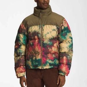 Blouson d'hiver pour homme style urbain avec col montant et capuche à bulles, logo personnalisé, en toile épaisse unie, manteau chaud d'extérieur - Product Image 2