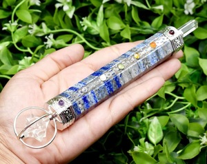 Bâton de guérison des chakras en cristal dynamique fait main, en agate et lapis-lazuli naturels de qualité supérieure, vente en gros - Product Image 1