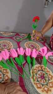 Handmade Cotton Crochet Flowers Decorative <b>Artificial</b> Floral <b>Stems</b> for Home Decor Crafts Bouquets & Wedding Use - Product Image 2