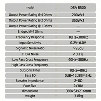 Amplificateur audio de voiture DSP professionnel, processeur de signal numérique 1 canal, amplificateur de classe AB 350W pour système audio entièrement actif