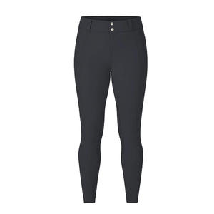 Pantalon d'équitation taille haute pour femme, gris, avec empiècements noirs et poches, extensible dans quatre directions - Product Image 2