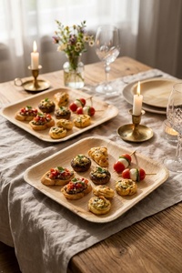 Premium 8 Inch Areca Palm <b>Plates</b> Biodegradable Square <b>Plates</b> for Temples Events Snacks & Food Serving <b>Plates</b> Religious Functions - Product Image 1