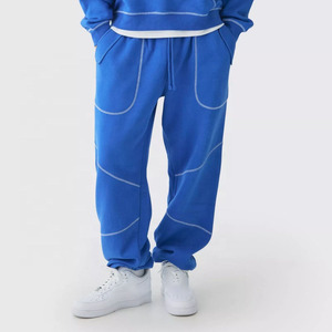 Ensemble de survêtement décontracté deux pièces pour homme, léger et écologique, avec sweat à capuche en molleton et pantalon de jogging, avec surpiqûres contrastées personnalisées - Product Image 5
