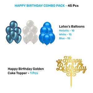 Kit de décoration d'anniversaire bleu |   45 ballons bleus et dorés, bannière et rideaux |   Décorations de fête d'anniversaire pour enfants, hommes et femmes - Product Image 3