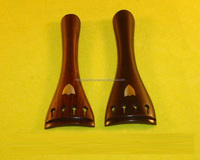 Violin Round Tailpiece with Polished Brass Shield Inlay and Black Saddle in Rosewood & Ebony Durable & Exquisite Design
