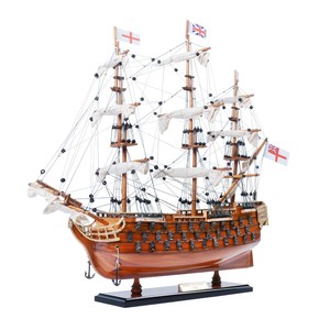 เรือจำลองขนาดเล็ก T175 - รุ่นวิคตอรี่ แฮนด์เมดจากไม้ ดีไซน์เรือเดินสมุทร สำหรับตกแต่งบ้านสไตล์เรโทร ขนาด 48x17x47 ซม. - Product Image 2
