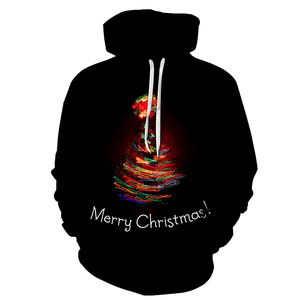 Sweat-shirt à capuche blanc pour femme, imprimé chat mignon en bonnet de Père Noël, avec poche, haut décontracté d'hiver - Product Image 2