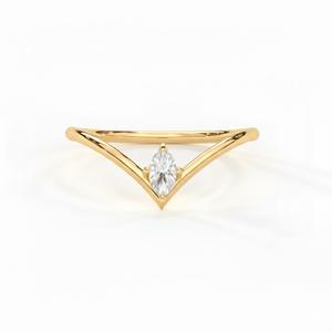 Anillo Moderno y Elegante con Diseño Chevron, Diamante Cultivado en Laboratorio, Oro Rosa de 14K, Anillo en Forma de V, Banda de Boda Curva, Apilable, Joyería Fina para Mujer - Product Image 1