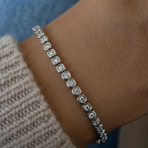 Bracelet tennis en moissanite, serti de pierres rondes, bijou de luxe classique pour homme et femme, cadeau élégant - Product Image 1