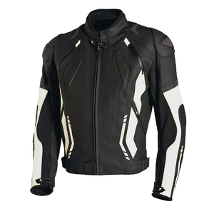 Chaqueta de Motociclista de Cuero Negra y Amarilla para Hombre, con Bloques de Color, Manga Larga, Equipamiento para Motociclismo - Product Image 3