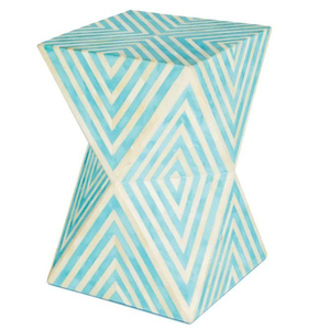 Taburete artesanal con incrustaciones de hueso rosa, mesa auxiliar de resina floral personalizada con nácar, taburete de tambor decorativo al por mayor para sala de estar - Product Image 6