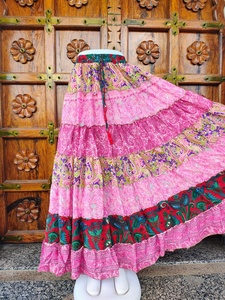 Women's Floor-Length Satin Silk Bohemian Eco-Friendly Breathable High <b>Elastic</b> Patchwork Print Multi Color ODM Summer Wear <b>Skirt</b> - Product Image 2
