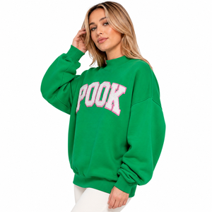 Custom Womens Oversized Mock Neck Sweatshirt Chenille Embroidered Fleece Pullover Loose Fit Casual Streetwear OEM ODM Manufactur - Product Image 2