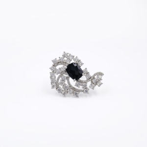 Bague en argent sterling 925 plaqué rhodium avec onyx noir naturel, bijoux de mode OEM ODM - Product Image 2