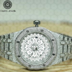 Montre de luxe Charm_Jewells en acier inoxydable, boîtier de 40 mm, mouvement mécanique analogique, date automatique, mode vintage pour homme, accents de diamants - Product Image 3