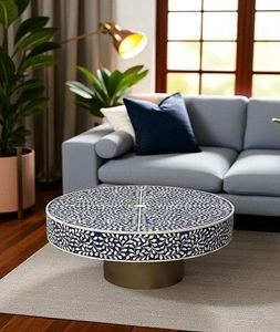 Mesa de Centro de Lujo con Incrustaciones de Hueso, Moderna, Ecológica, Hecha a Mano, para Sala de Estar, Mueble Decorativo F S INTERNATIONAL - Product Image 1