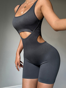 Women's Seamless Cut-Out Bodysuit Ribbed One Piece Romper High <b>Elasticity</b> Yoga Jumpsuit Fitness Activewear 2026 - Product Image 4