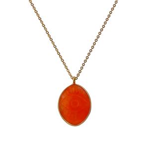 Carnelian Marquise Shape Handmade Carving Cute Natural Evil Eye Pendant <b>Necklace</b> Gold Plated Charm Gemstone - Product Image 1