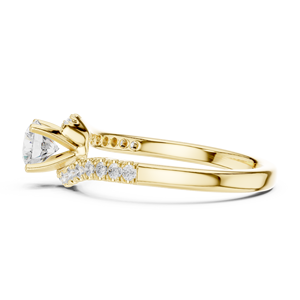 แหวนเพชรทรงกลมเพาะเลี้ยงในห้องปฏิบัติการ ทอง 14K 18K แบบโซลิแทร์ ประดับเพชรแบบพาเว่ 0.85 กะรัต DEF VVS เครื่องประดับชั้นดีสำหรับผู้หญิง แหวนเจ้าสาว ODM - Product Image 5