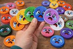 100 pièces de patchs brodés assortis avec visages pleureurs, à thermocoller ou à coudre, badges colorés pour vêtements, sacs, casquettes - Product Image 3
