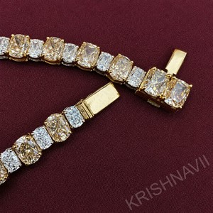 Collier tennis en moissanite jaune canari éclatant pour homme, bijoux de luxe sertis, chaîne de déclaration étincelante, mode soirée, or massif 14K - Product Image 4