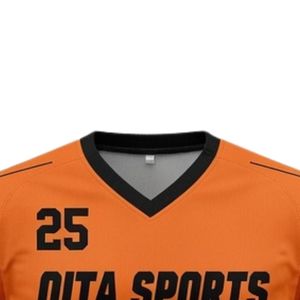 Maillot de lacrosse unisexe orange et noir en polyester, coupe athlétique, vêtements de sport performants pour les entraînements et les matchs d'équipe - Product Image 3