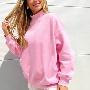 Sudadera Francesa de Algodón Orgánico 100% Suave para Mujer con Logotipo Personalizado, Hombros Caídos, Cuello Simulado, Manga Larga, Estilo Casual - Product Image 5