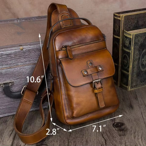 Sac de Poitrine Homme Vintage en Cuir Véritable Personnalisable, Résistant à l'Eau, Portable, Accessoire de Voyage – Vente en Gros - Product Image 5