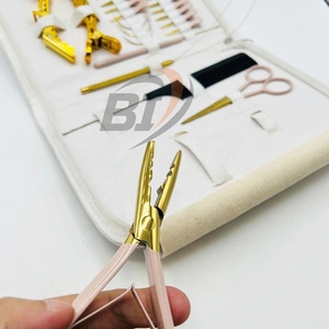 Kit d'outils multifonctionnels pour extensions de cheveux avec ciseaux, peigne, pinces à cheveux rapides, crochet en boucle et aiguilles en C - Product Image 2