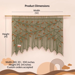 Tapiz de macramé de gran tamaño inspirado en la naturaleza, ideal para la sala de estar, el dormitorio y la decoración interior de estilo ecológico, procedente de la India. - Product Image 5